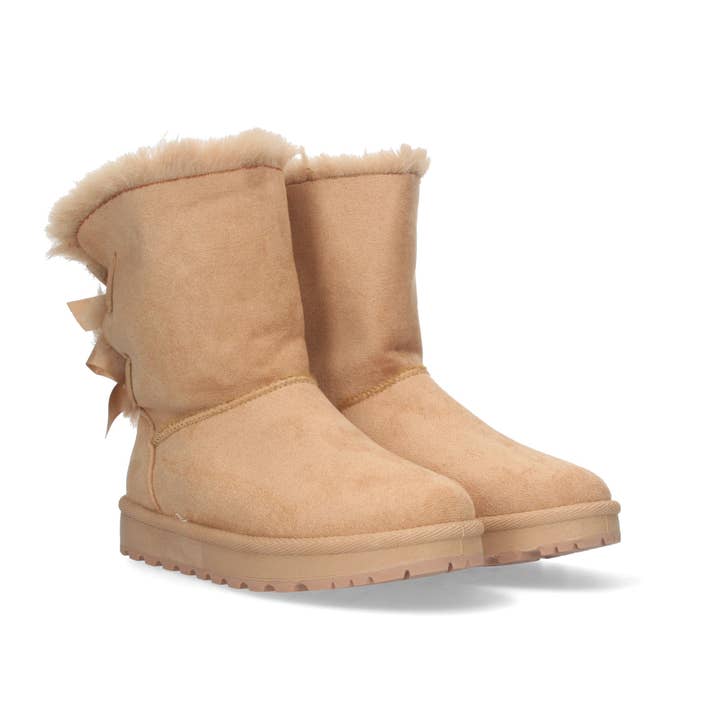 Flat Australian Style Boot with Fur Lining and Back Bows for wholesale by Brideluxe Mayorista