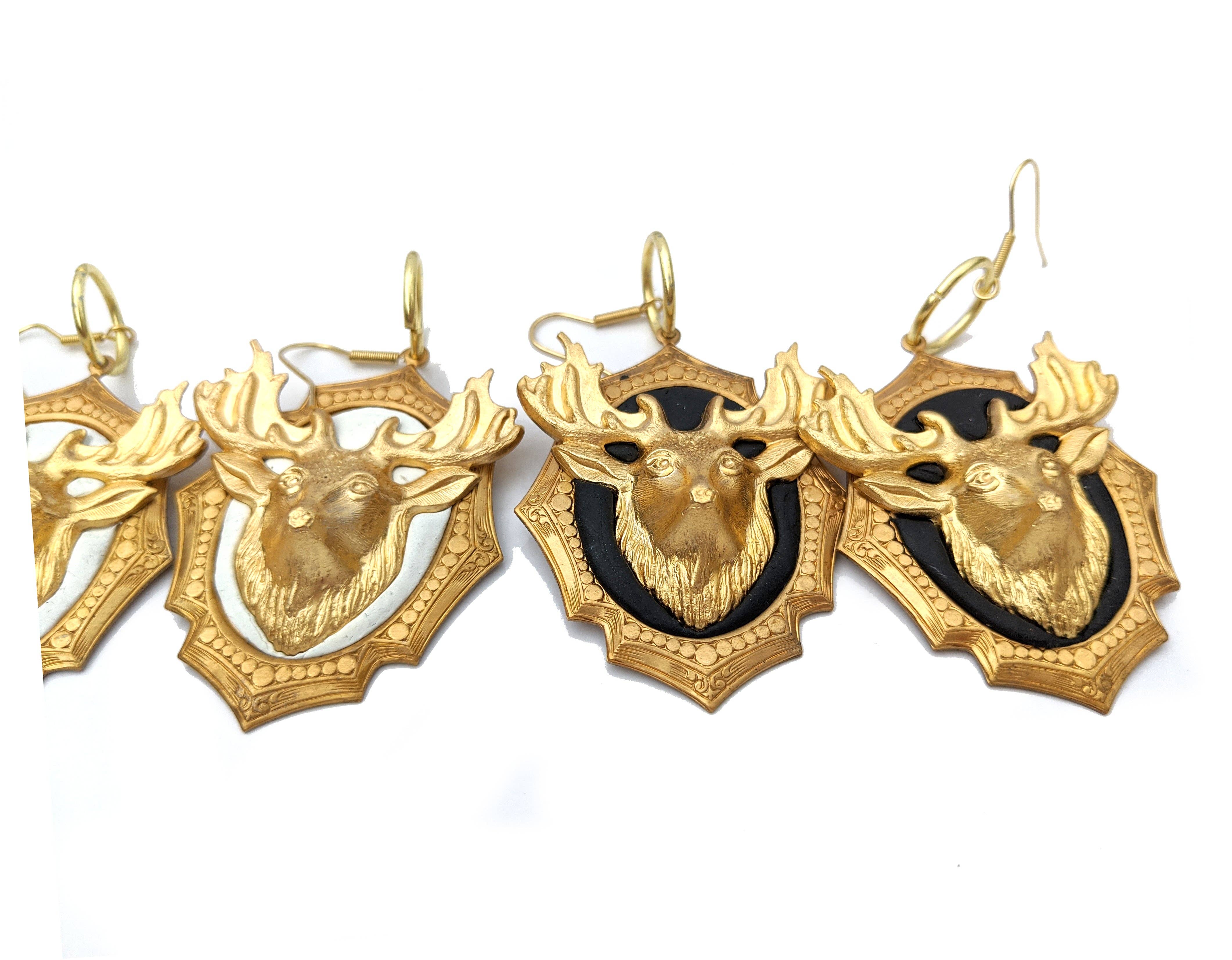 Gay Isber Designs – Großhandel Ohrhänger – 3D-Ohrringe mit Hirsch oder Elch auf einem Messingrahmen, Gay Isber, Geschenktüte, USA Brass, Größe XL, Damen5