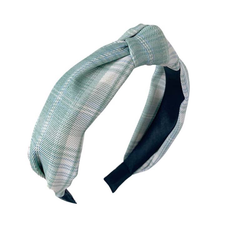 Mint Green Plaid Hairband / Headband for wholesale by Fleur de lys collections