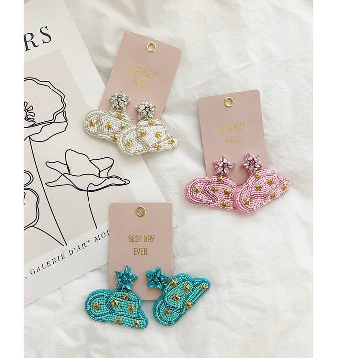 Cowboy Star Hat Earrings - EVA for wholesale by LoveLina