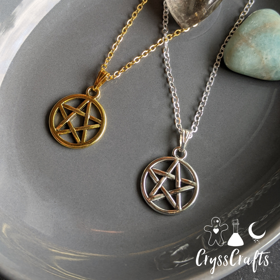 CryssCrafts – Engroshandel Halskæde med vedhæng – Charm halskæde Pentagram Guld eller Sølv3