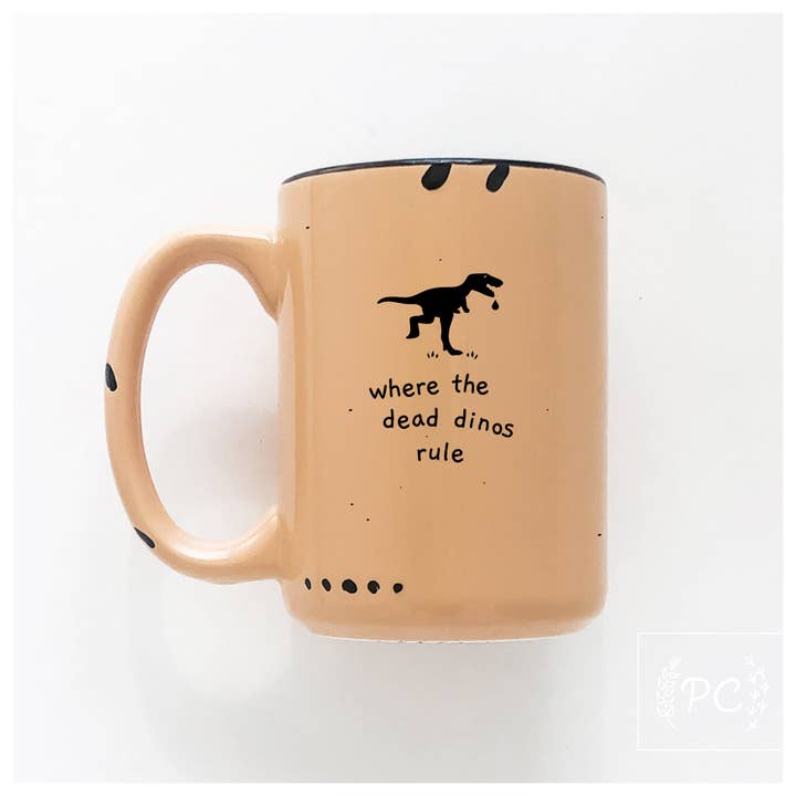 where the dead dinos rule | ceramic mug for wholesale by Prairie Chick Prints