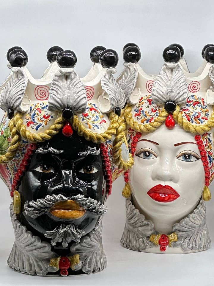 Teste di Moro Zefiro Ceramica Caltagirone cm H.43 L.26 Artisanal SICILY SERIES for wholesale by DD Ceramiche Siciliane