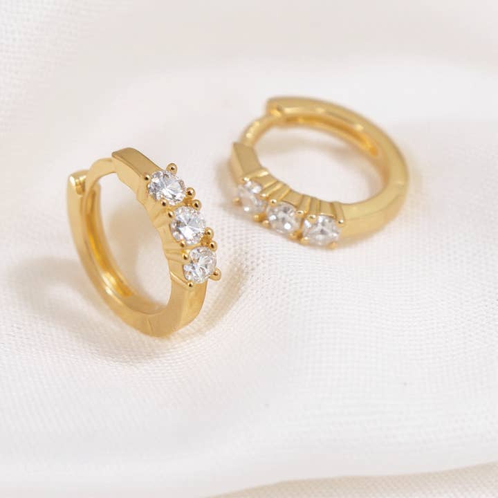 Alta Gioielli - Wholesale Huggie Earrings - Trilogy Earring in 925 silver - snap hoop, made in Italy2