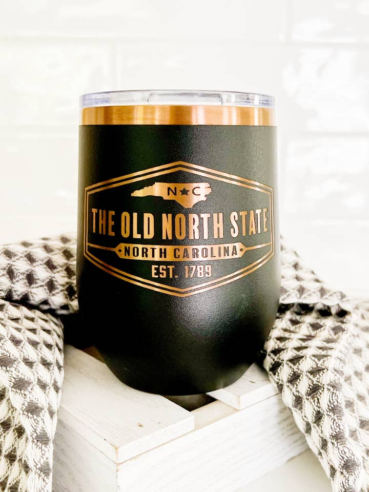 The Old North State Wine Tumbler for wholesale by Mae Designs LLC