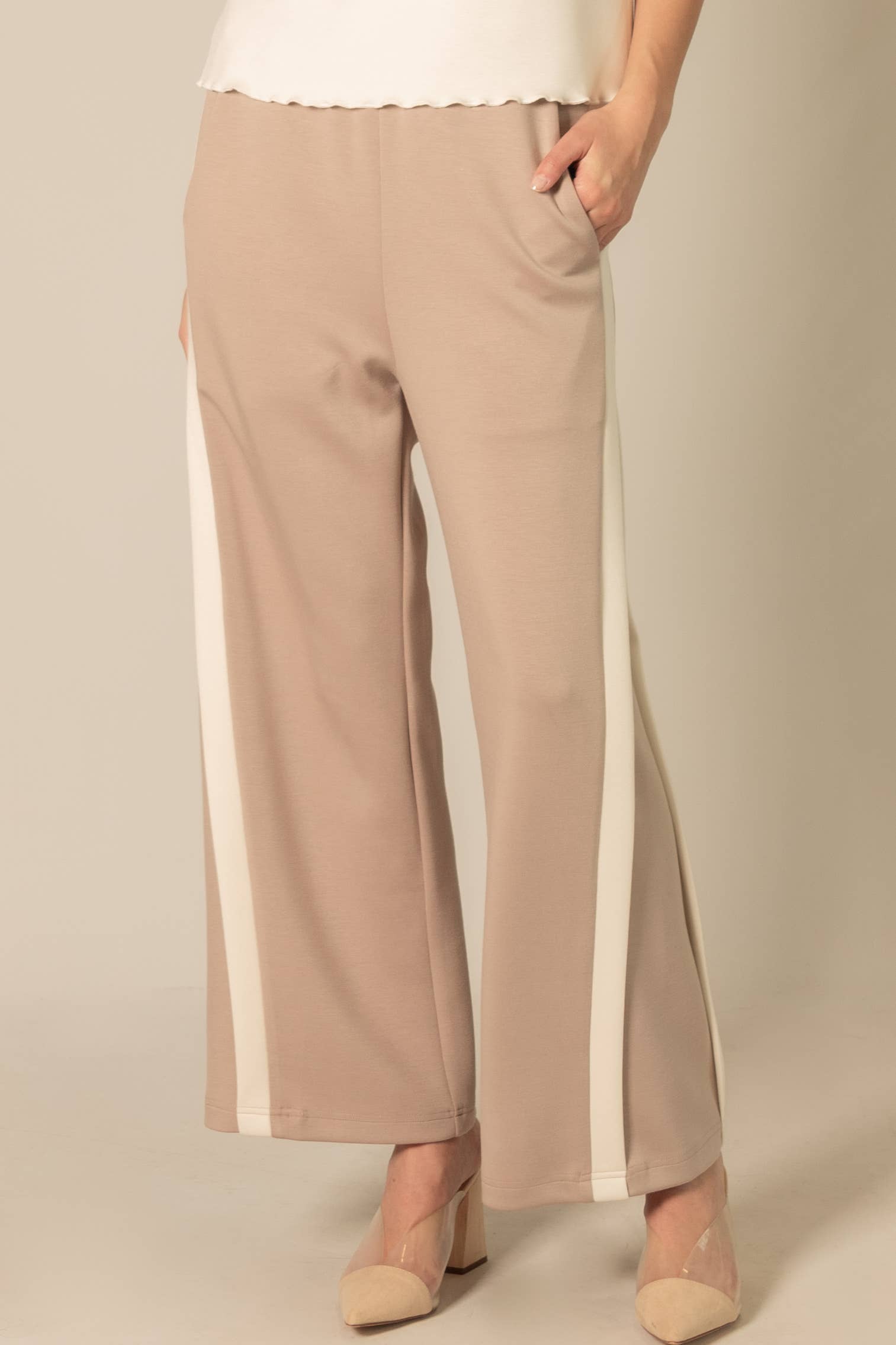 P. CILL – Engroshandel Bukser - Dame – P. CILL Butter Modal sidekontraststribede bukser10