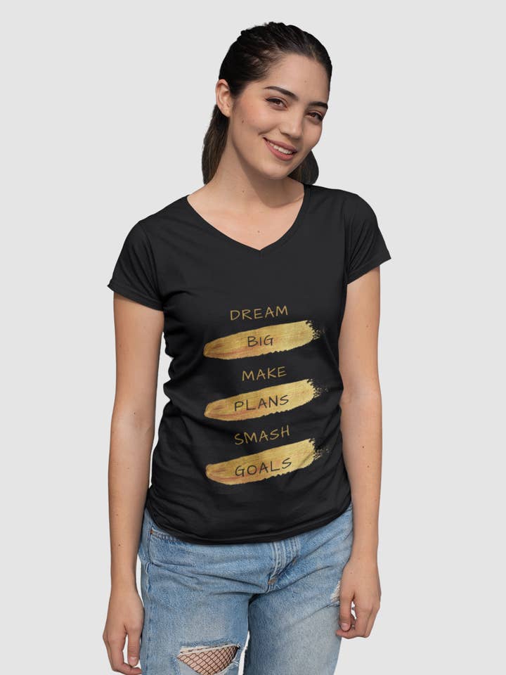 Womens' Dream Big V-Neck T-Shirt for wholesale by Collective Inspo By Design