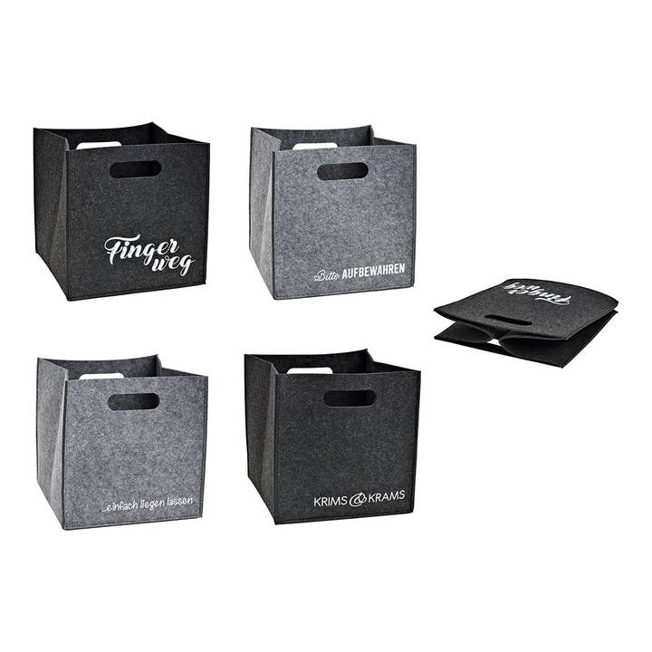 Opbevaringsboks med citater af filt grå 4-delt, (B/H/D) 28x28x28cm for engroshandel hos Wurm