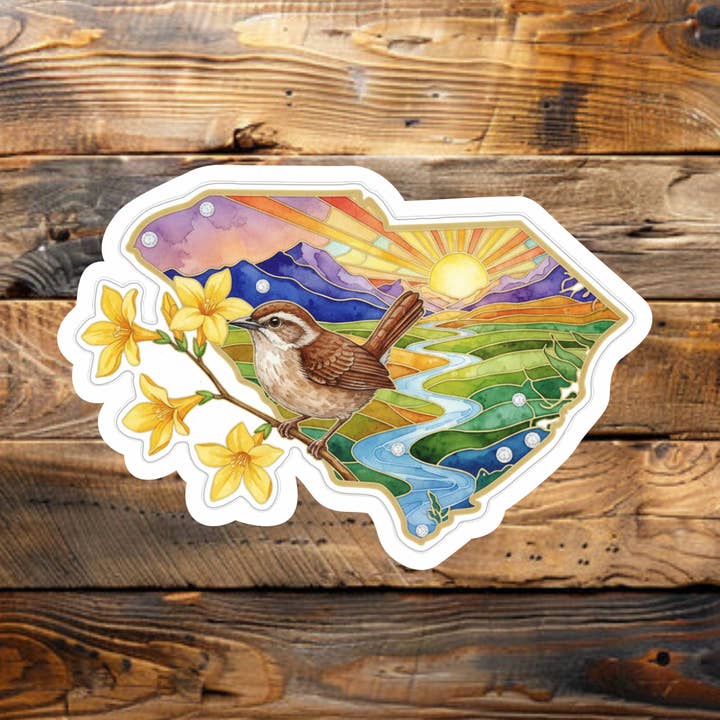 S. Carolina Stained Glass Vinyl Sticker - State Sticker for wholesale by Sticky Sticker Guy