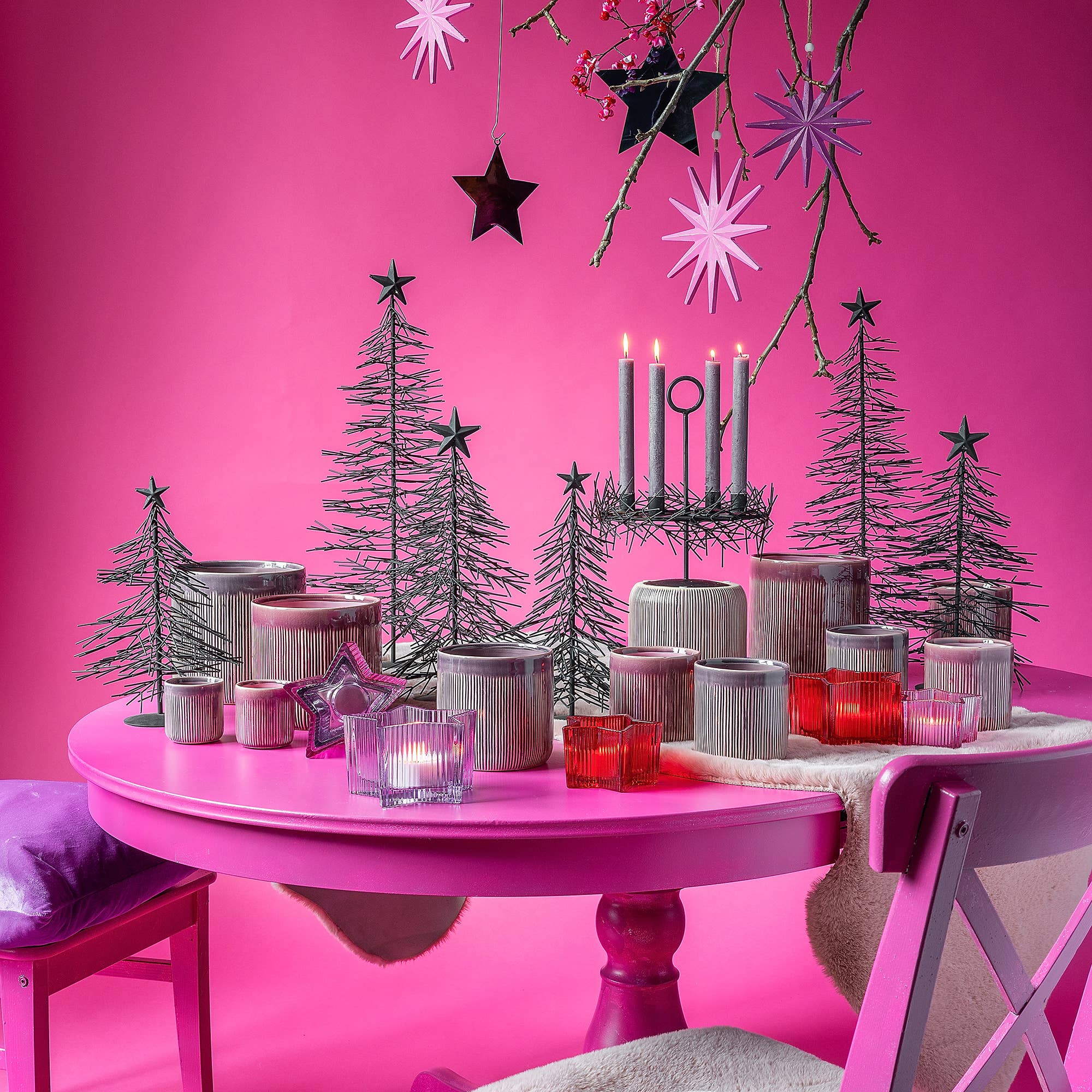 Vosteen - Vente Bougeoirs - Bougeoir en métal Karman, D28cm, H29cm, avec main1