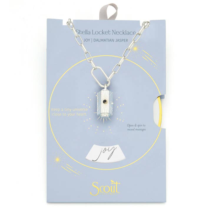 Stella Locket Necklace - Joy/Dalmatian Jasper/Silver for wholesale by Scout Curated Wears