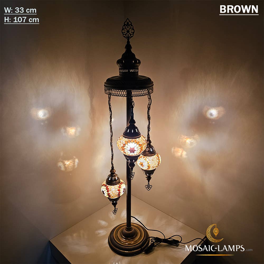 Mosaic Lamps - Wholesale Floor Lamp - 3 Globe Medium Ball Floor Lamps, Turkish Moroccan Ottoman2