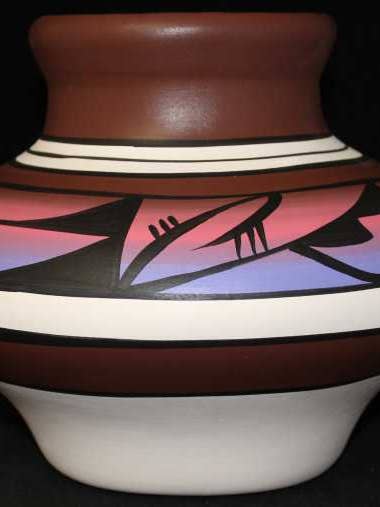 10082 Indian Rainbow 9 x 7 1/2 Inch Pot for wholesale by Cedar Mesa Pottery