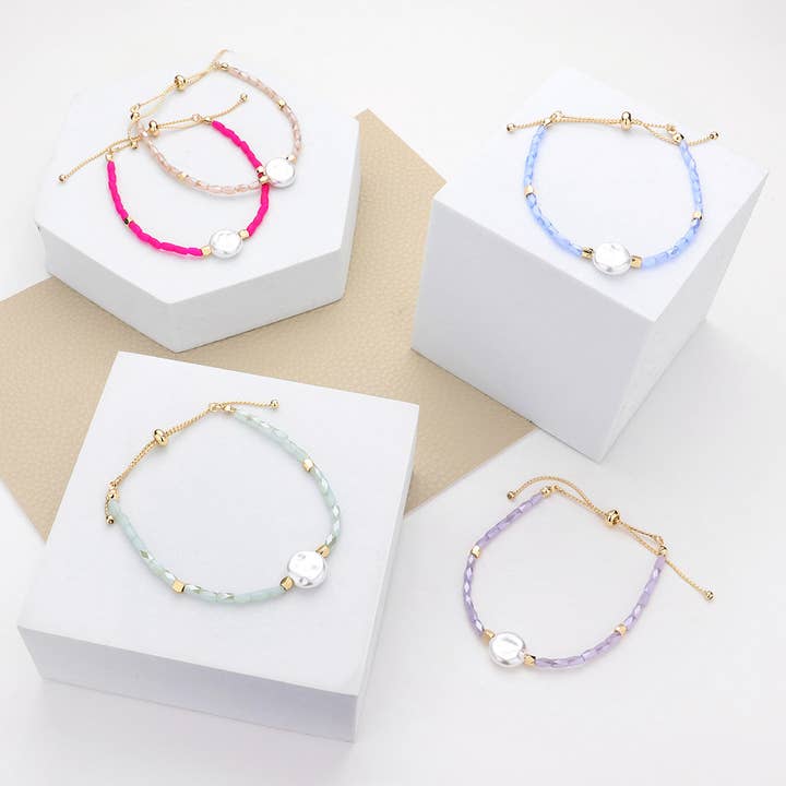 Perle accent Beaded Pull Tie Cinch armbånd for engroshandel hos Sensibling Corp.