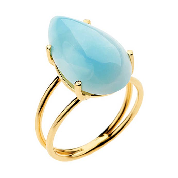Lifestones Ring - Gold, Larimar for wholesale by Eleni Orfanou
