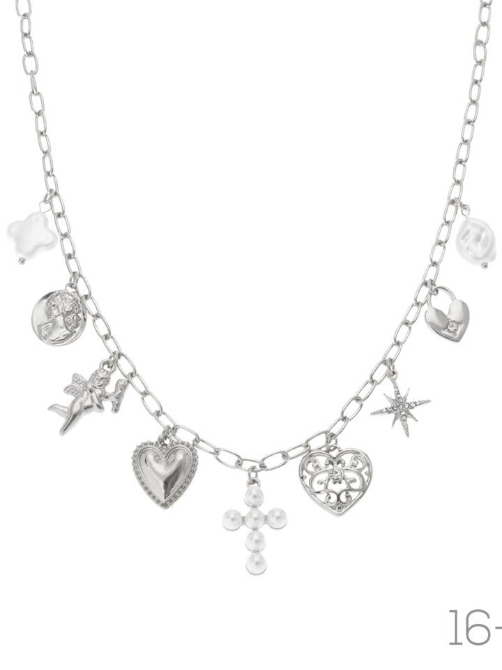 Silver Multi Charm Necklace for wholesale by Accessorize Me