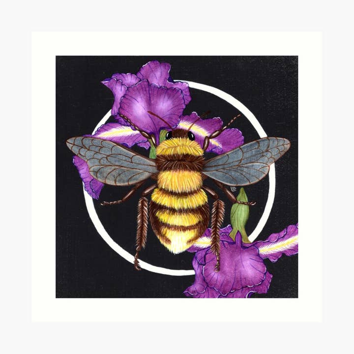 Impression d'art iris abeille violette pour la vente par The Art of Lea Barozzi