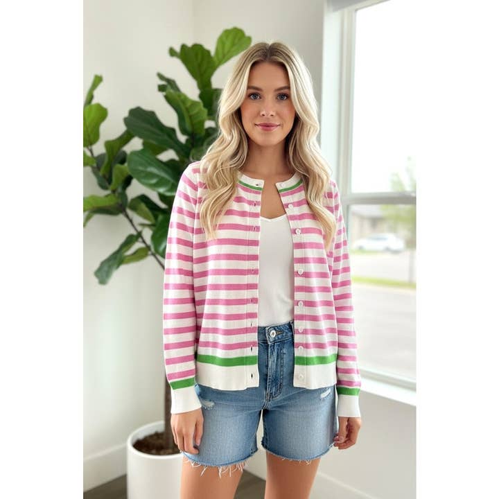 BUTTON DOWN STRIPED CARDIGAN for wholesale by STACCATO