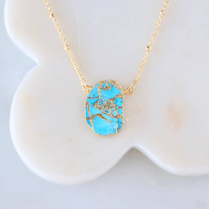 Colar de Lâmina de Turquesa de Cobre por atacado de Mesa Blue