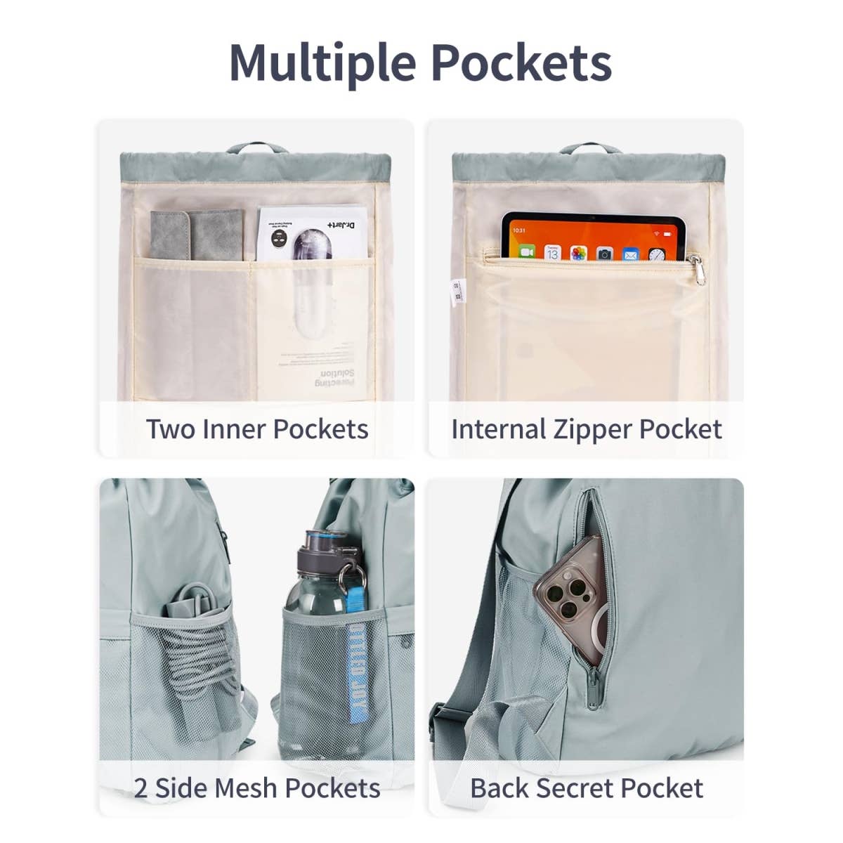 wandf - Vente Sac à cordon de serrage – unisexe - Sac à dos de sport avec cordon de serrage et sangle pour tapis de yoga59