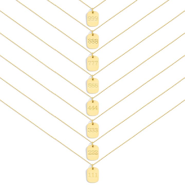 ANGEL NUMBER TAG NECKLACE for wholesale by teal market