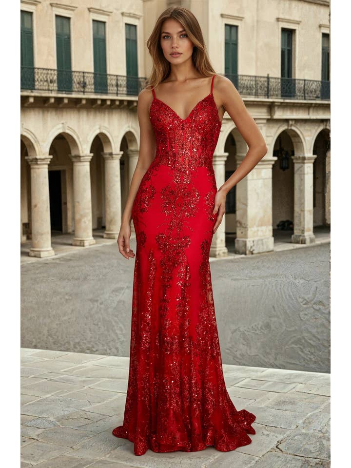 Kos Couture - Wholesale Dress - Women's - Fitted Corset Long Formal Prom Dress20