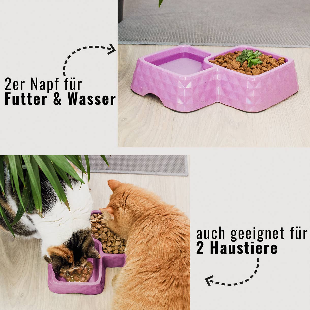 ne&no - Wholesale Pet Bowl - Cat/Dog - ne&no® Bamboo Double Bowl for Cats & Dogs - Non-Slip8