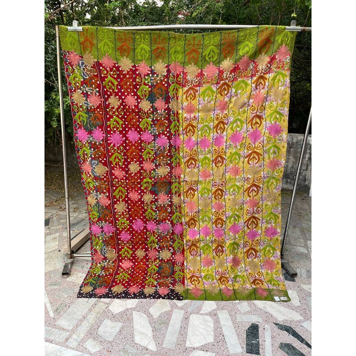Bhawana Handicrafts - Vente Courtepointe - Couette vintage Suzani en coton brodé Kantha2