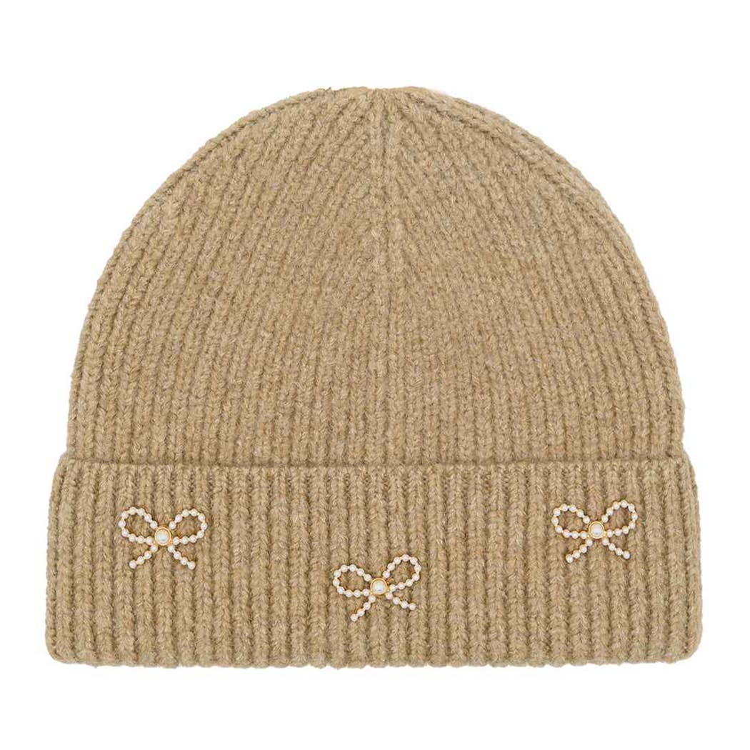 Fashion City - Venta al por mayor Gorro de lana - Unisex - Gorro con estampado de lazo en forma de perla5