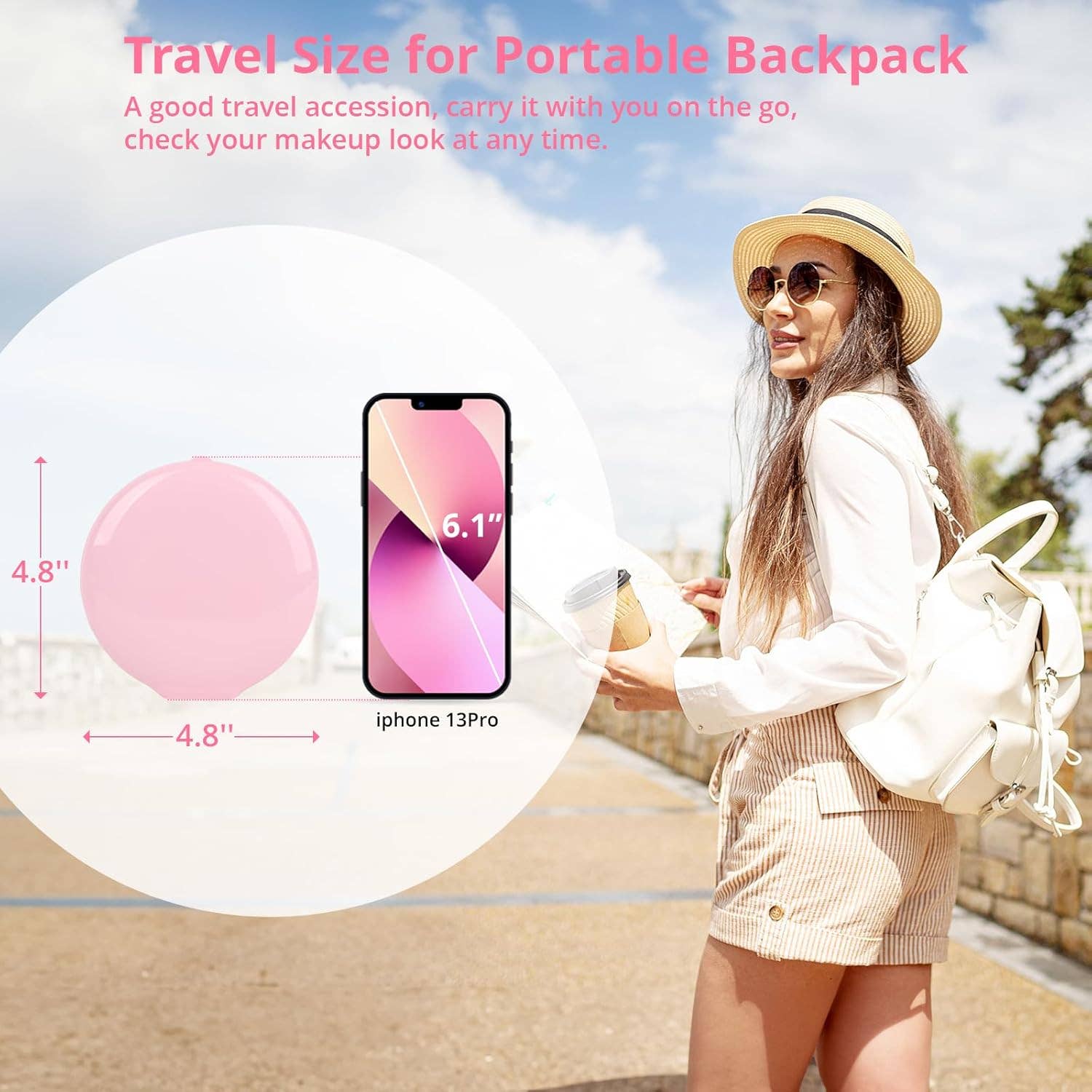  Pack Mix Match Colors  Led Lighted Folding Small Mirror with 3 Color Light for wholesale on Faire4