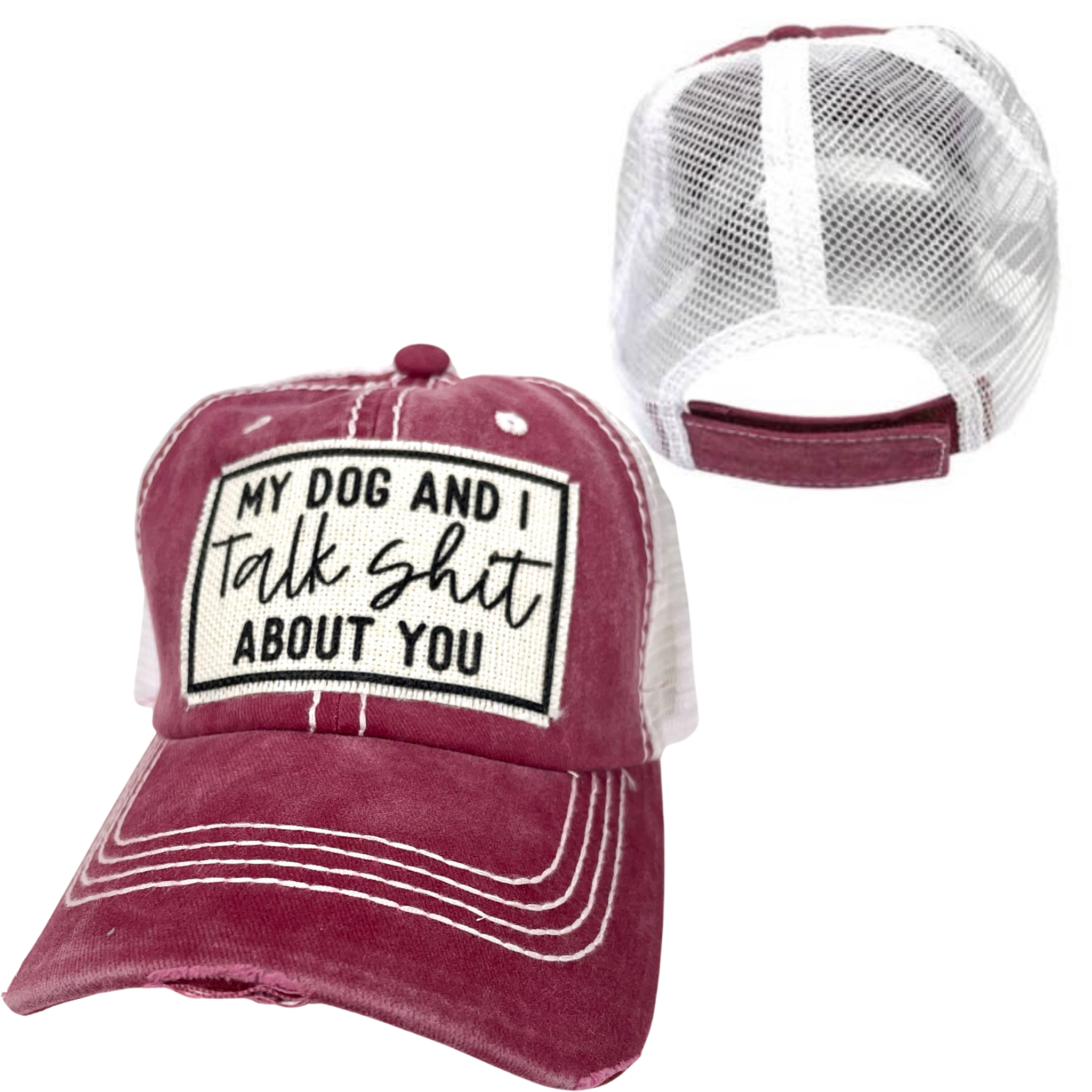 dkhandmade - Vente Casquette de camionneur – unisexe - MY DOG AND I TALK SHIT ABOUT YOU | CHAPEAU UNISEXE | DISTRESSED3