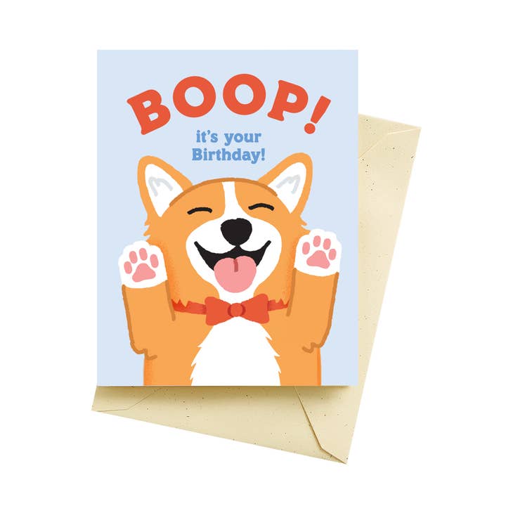 Corgi Boop Birthday Cards for wholesale by Seltzer Goods
