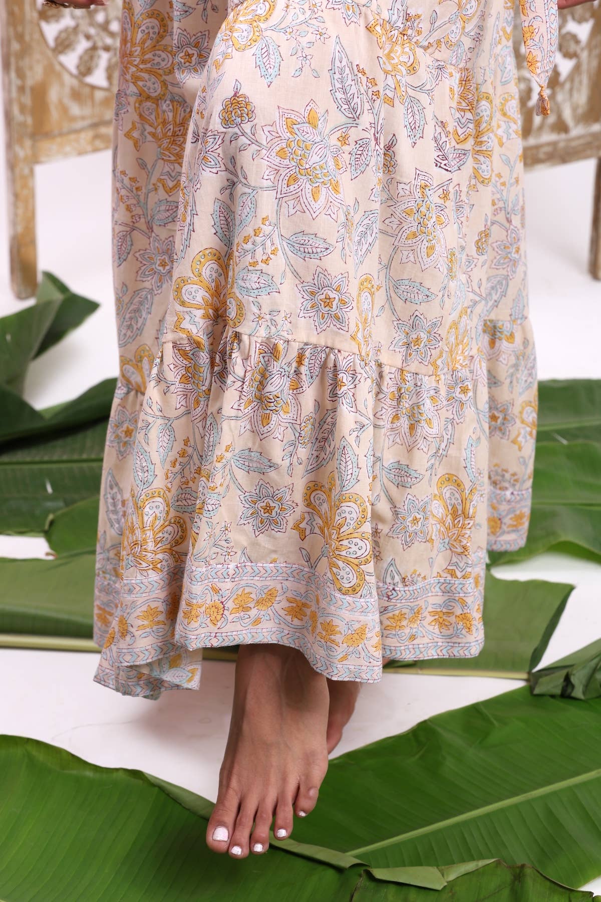 The Fox and The Mermaid - Vendita all'ingrosso Vestito - Donna - Abito a tunica stampato a blocchi (Paloma: Buttermilk)8