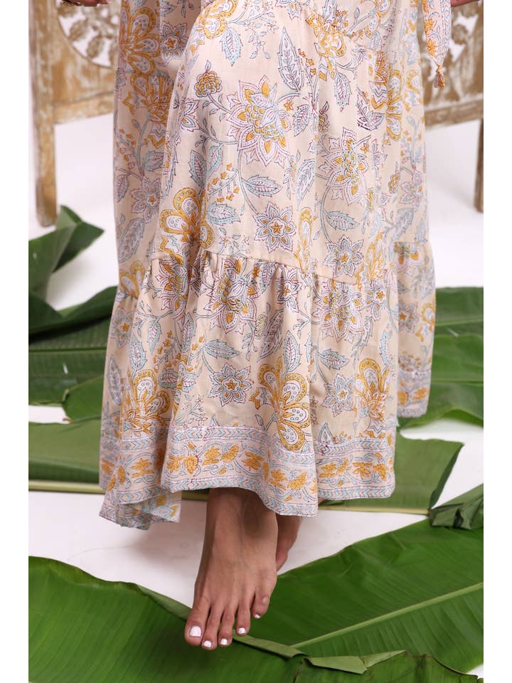 The Fox and The Mermaid - Vendita all'ingrosso Vestito - Donna - Abito a tunica stampato a blocchi (Paloma: Buttermilk)8