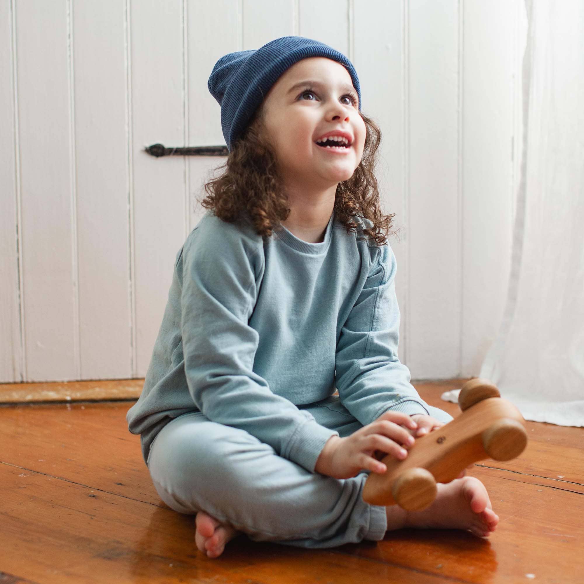 Mountain Blue Seamed Toddler Sweatshirt Set for wholesale on Faire1