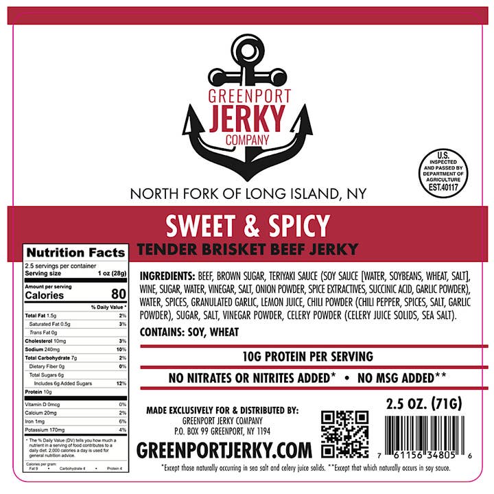 SWEET & SPICY BEEF JERKY for wholesale by Greenport JERKY Company