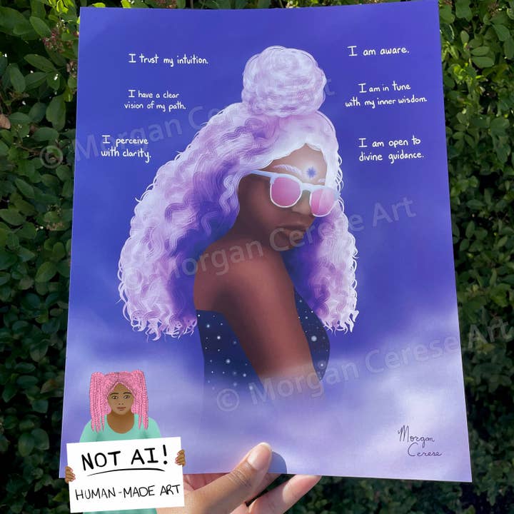 Impression artistique et affirmation sur le chakra du troisième œil 8 « x 10" OU 11 « x 14" pour la vente par Morgan Cerese Art