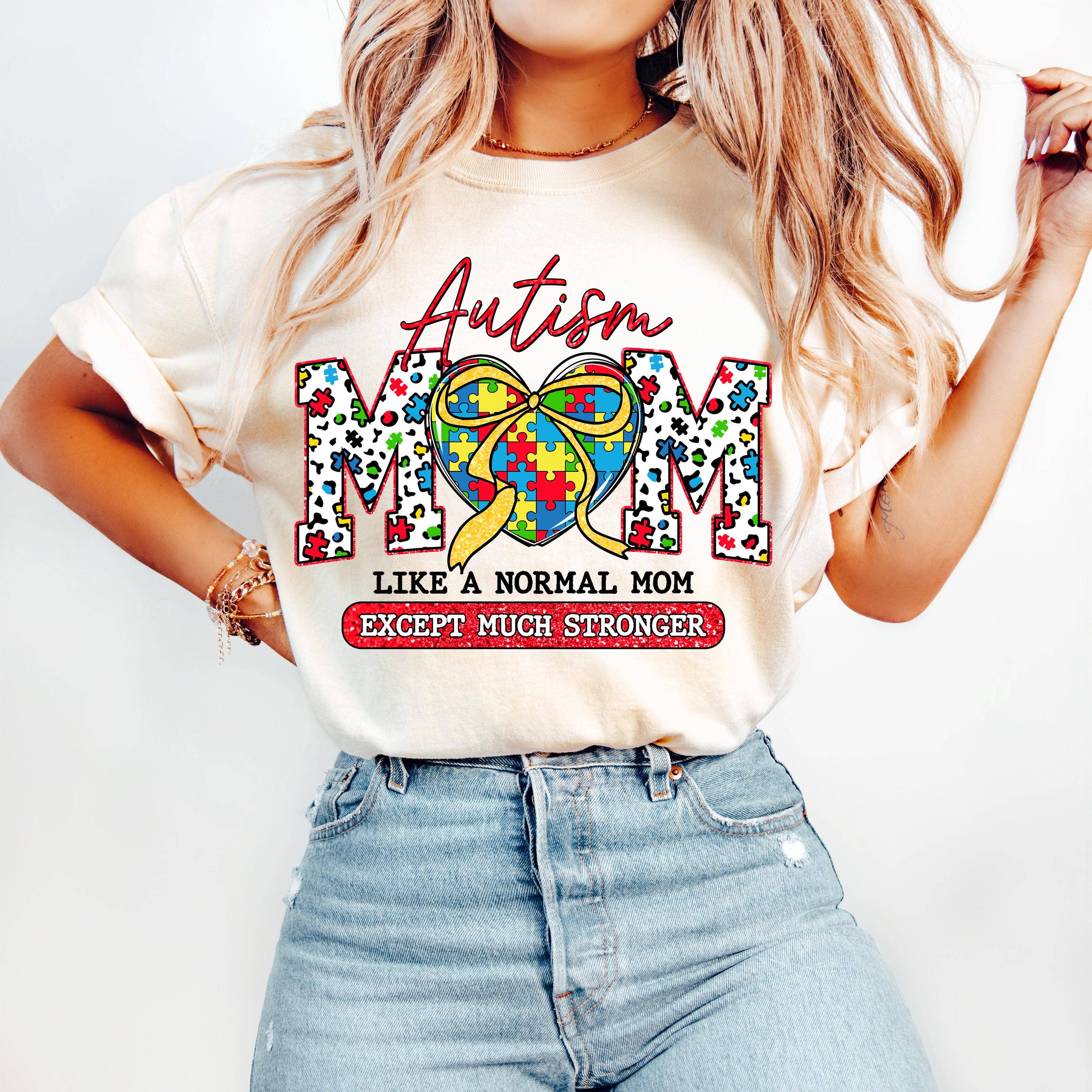 NVC Ecommerce LLC – Engroshandel Grafisk Sweatshirt - Dame – Retro Autisme Mor T-shirt, Autisme Hjerte Sweatshirt, Autisme Mama1