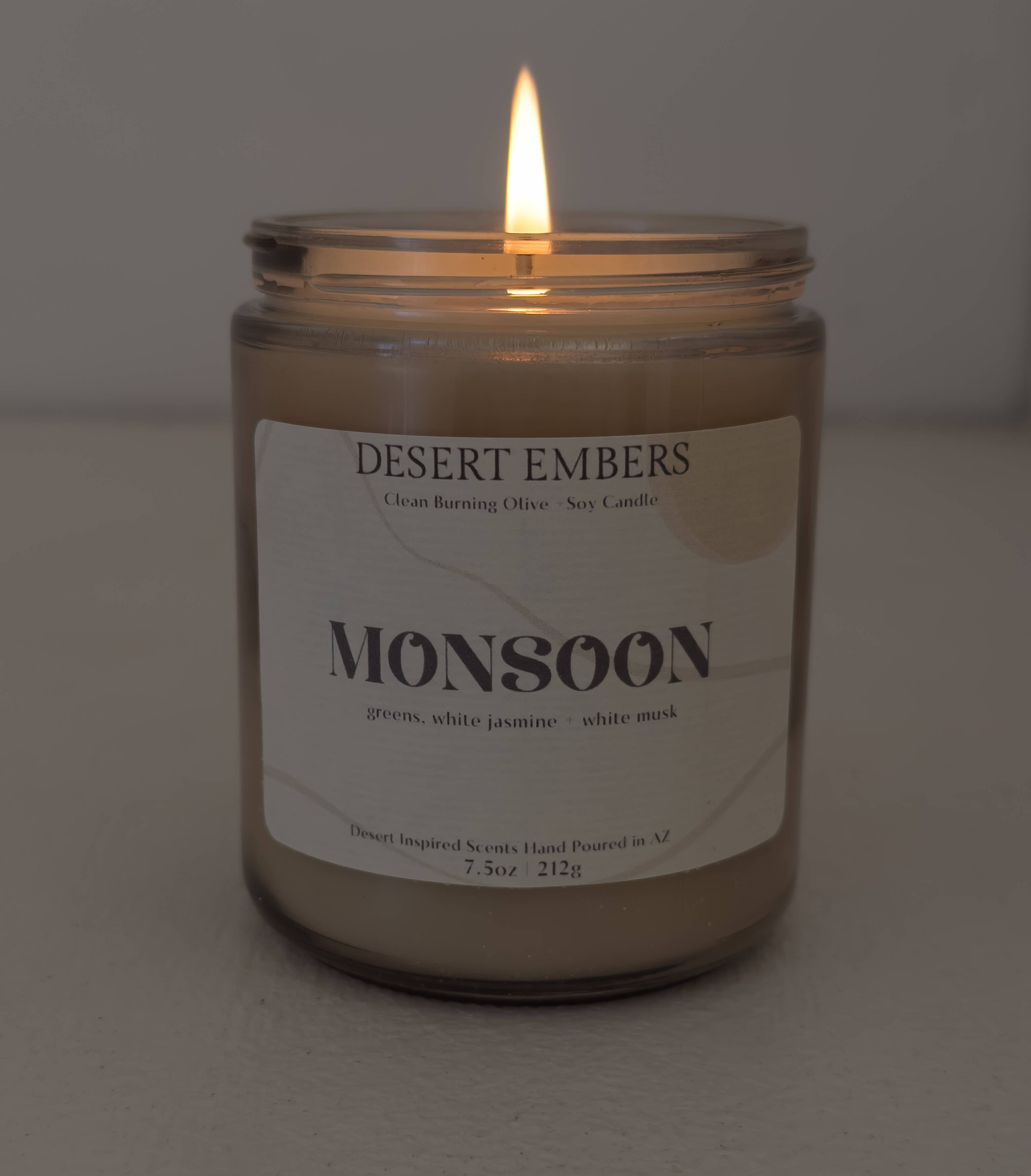 Desert Embers, LLC - Wholesale Jar/Filled Candle - Monsoon Rain Scented Olive + Soy Desert Inspired Candle3