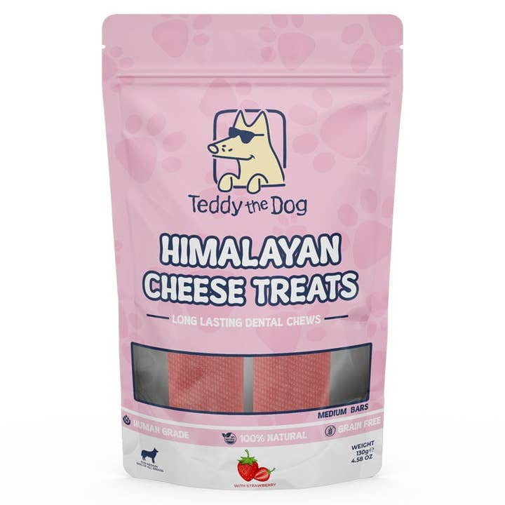 Medium Himalaya-ost og jordbær tyggeben - Chew Bar for engroshandel hos Teddy the Dog