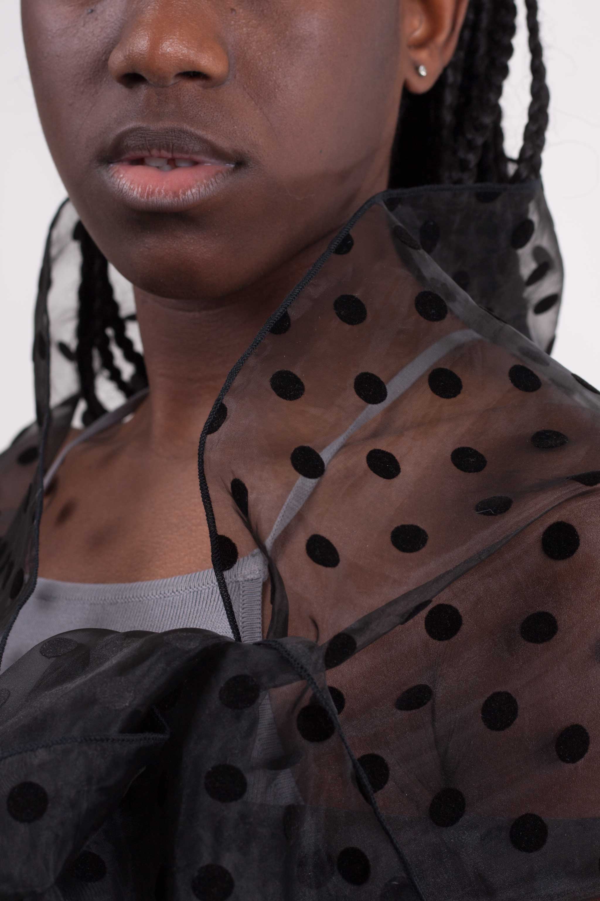 MR Complements - Wholesale Scarf - Women's - Black Polka Dot Party Shawl2