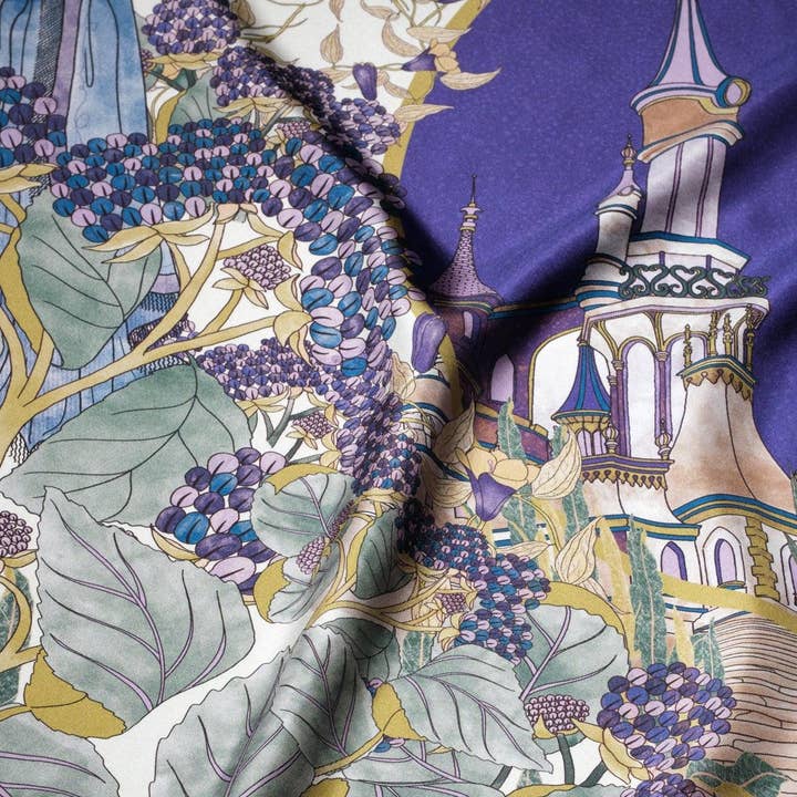 CouCoon Atelier – wholesale Halsduk - Dam – Saga - lila grön sidenscarf8