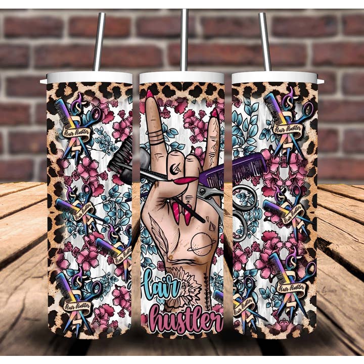 Hair Hustler Cosmetology Sublimation Tumbler 20oz 30oz for wholesale by Sweet Tees