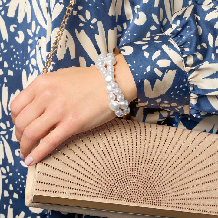 Gold Shirley Pearl Crossover Bracelet for wholesale on Faire1