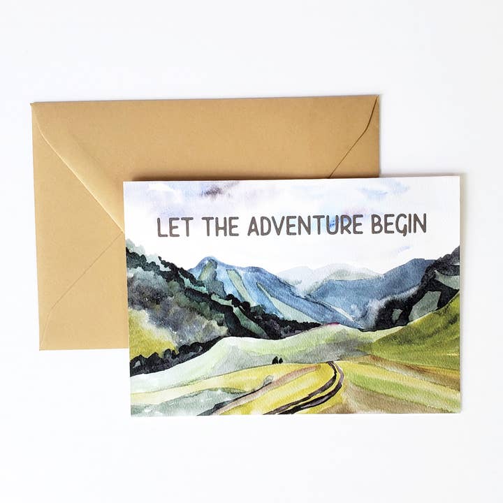 Let the Adventure Begin Congratulations and Retirement Card for wholesale by Lucky Dog Design Co.