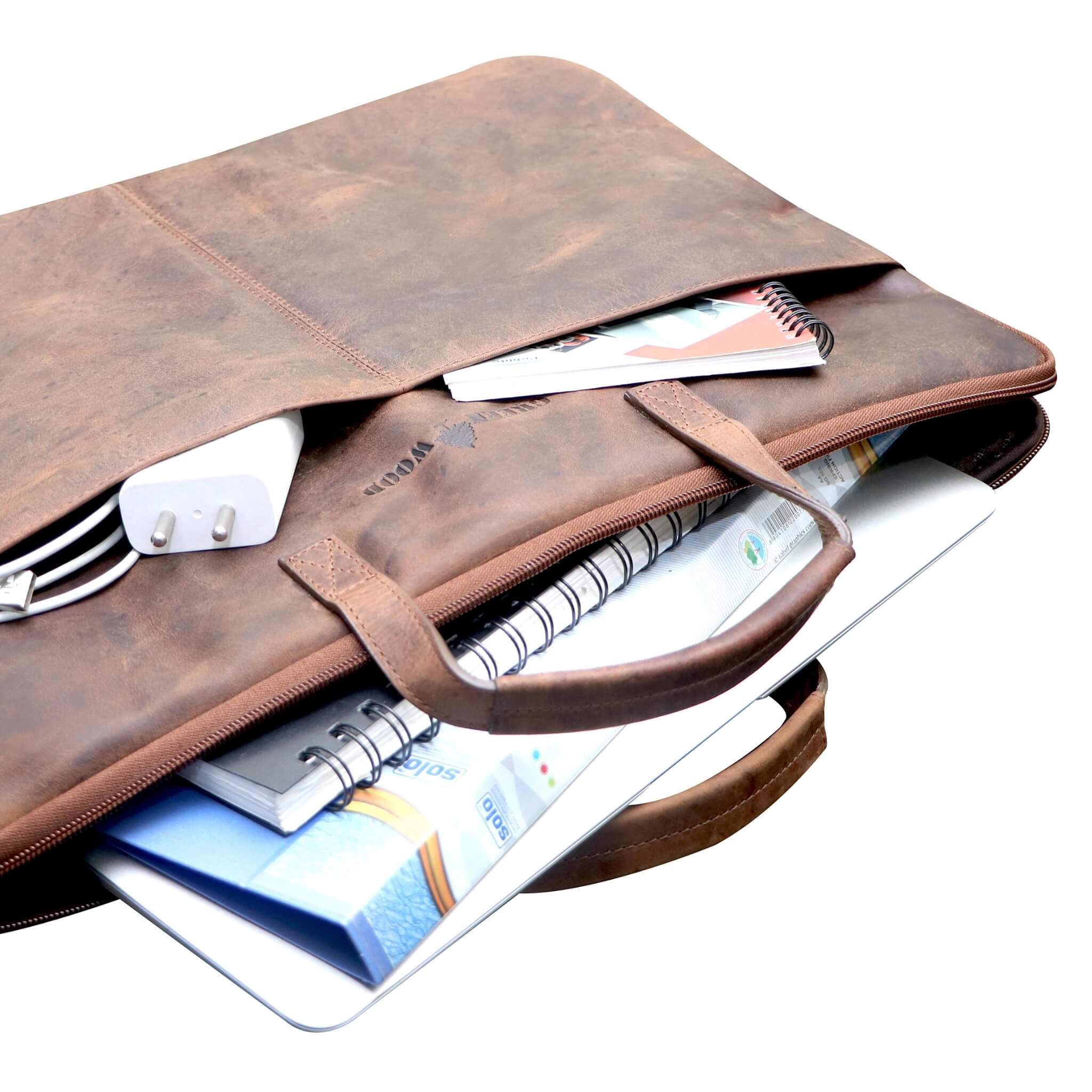 Greenwood - Vente Sac pour ordinateur portable – unisexe - Fred Sacoche pour ordinateur portable 17 pouces en cuir avec bandoulière amovible4