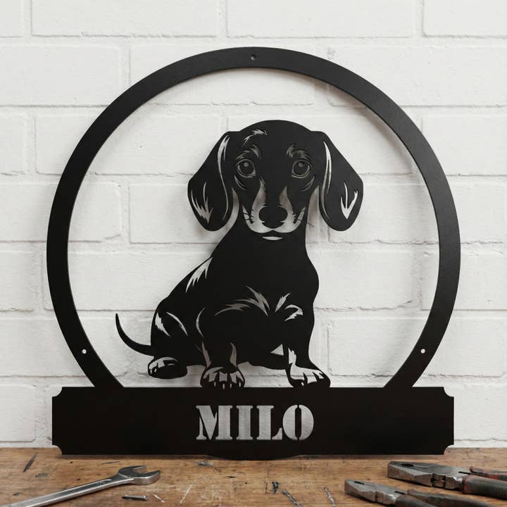 Dachshund Metal Sign for wholesale by Teraskyltit.fi