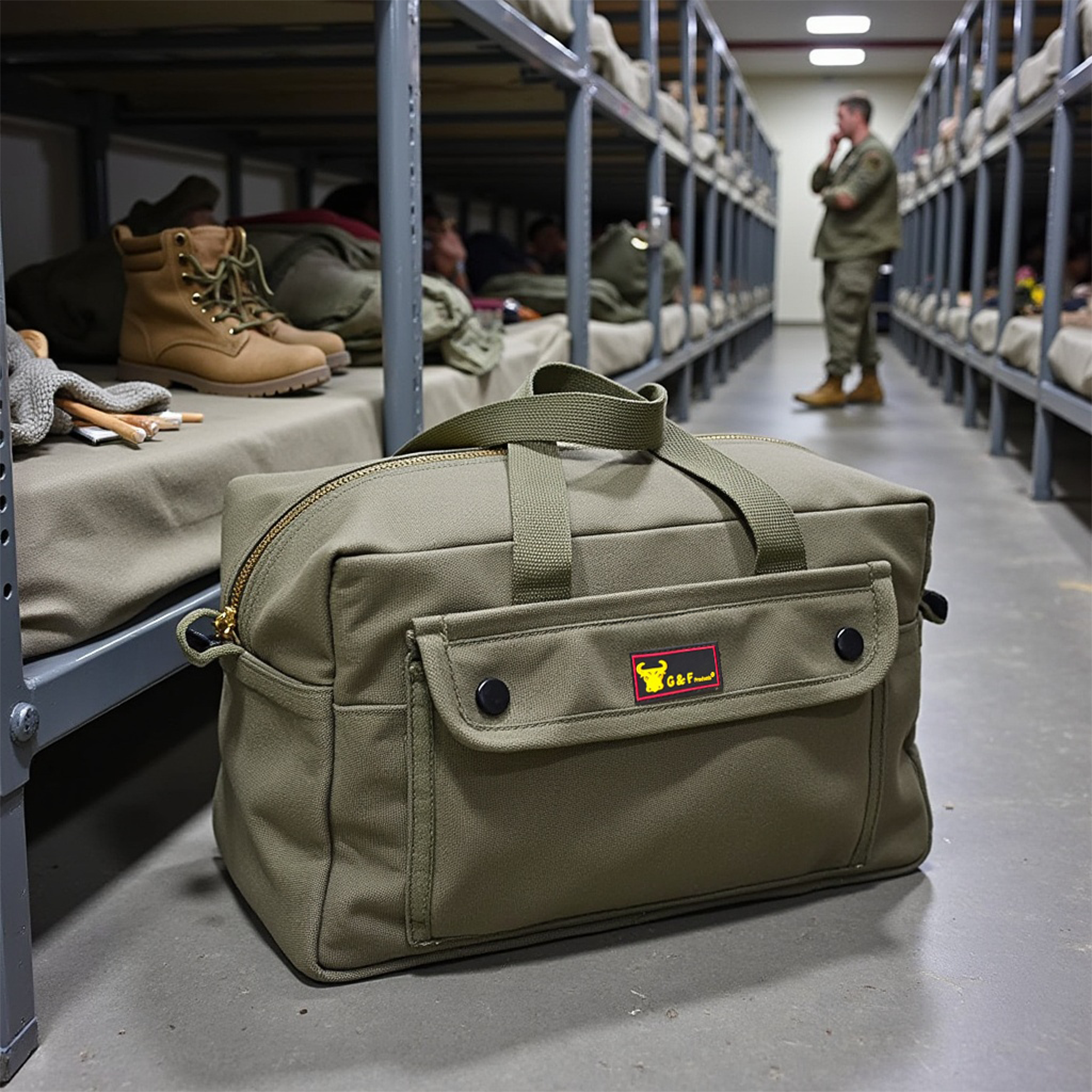 G & F Products - Vente Sac/panier à accessoires pour cheveux - Sac de sport en toile cirée de style militaire, résistant à l'eau13