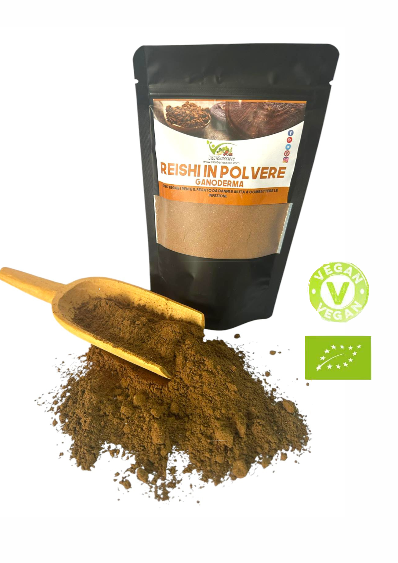 Cibobenessere - Wholesale Protein/Superfood Powder - Organic REISHI Mushroom Powder (Ganoderma)1