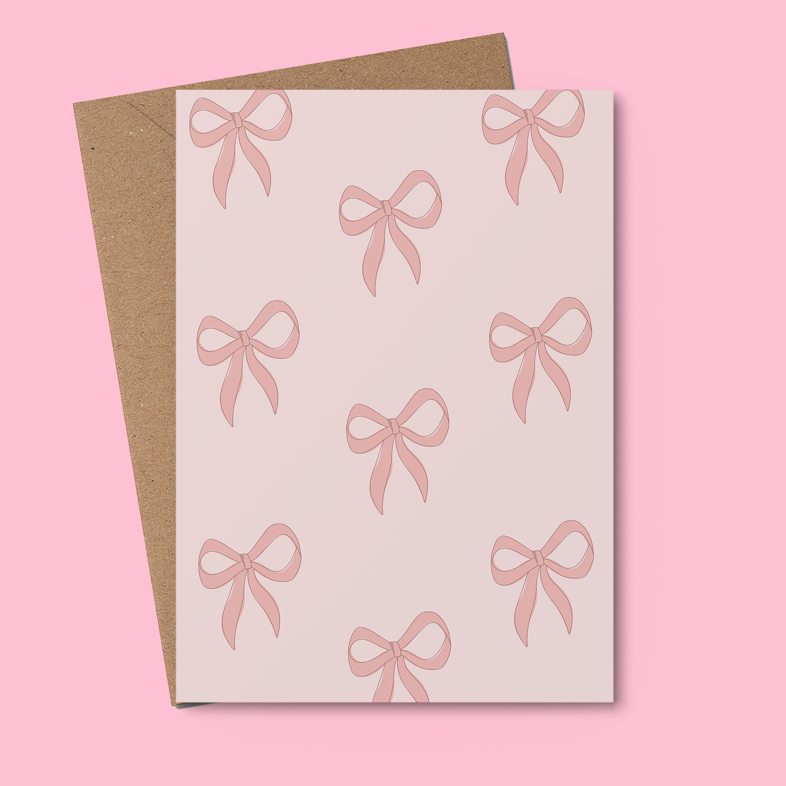 From Rosalie - Wholesale Everyday greeting card - Pink Bow Pattern - Blank Greeting Card1